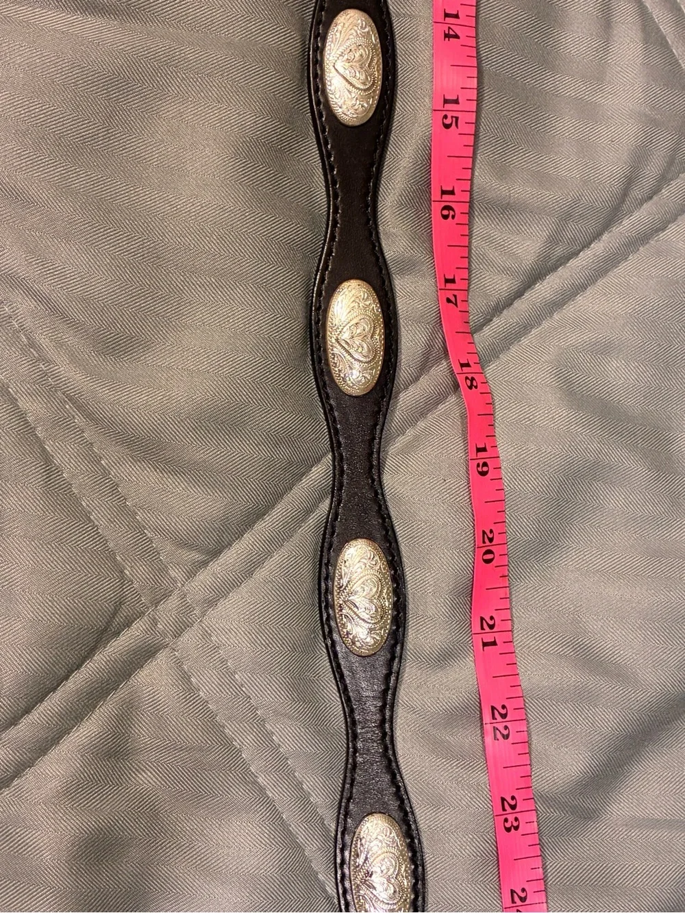 Black Leather Belt with Silver Engraved Conchos